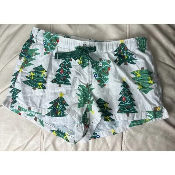 Old Navy Flannel Christmas Tree Print Pajamas 3 Piece Sleep Set Holiday Women’s - Picture 12 of 16